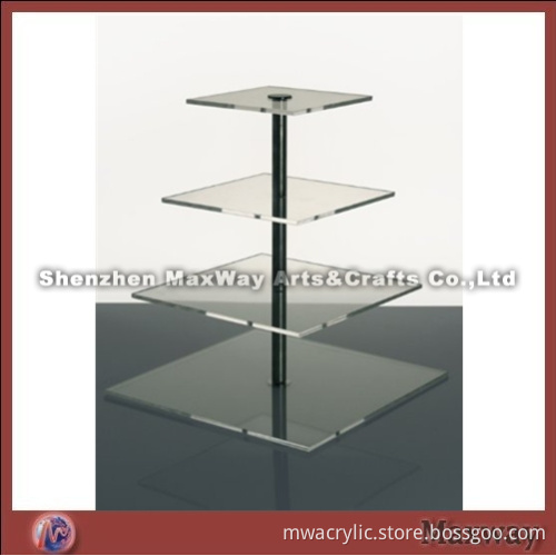 Clear Square Promotional 4-tiered Acrylic Cupcake Stand Holder Rack